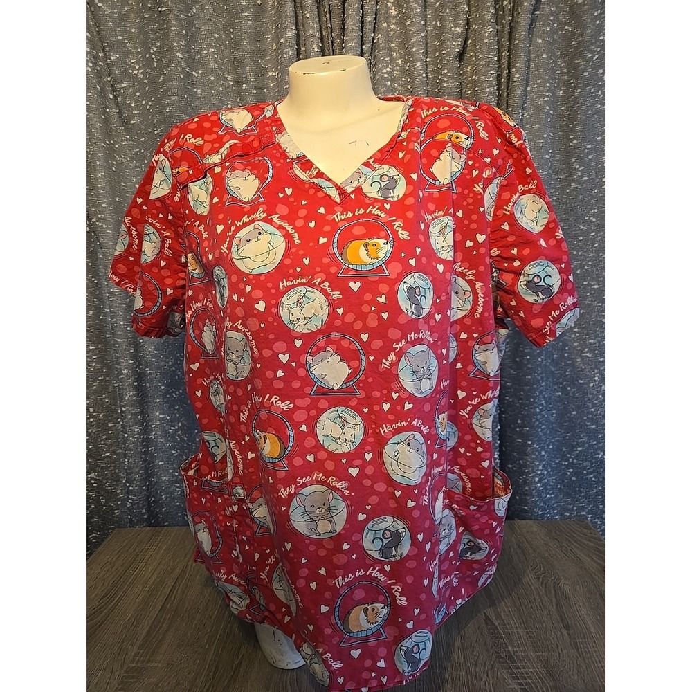 DICKIES SCRUB TOP Size 3XL THIS IS HOW I ROLL  NURSE MEDICAL VET DENTAL